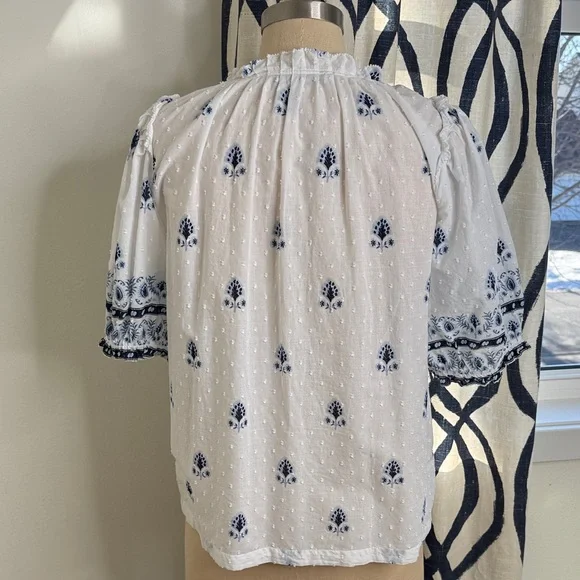 LOFT Border Floral Clip Pleated Blouse - Picture 6 of 11